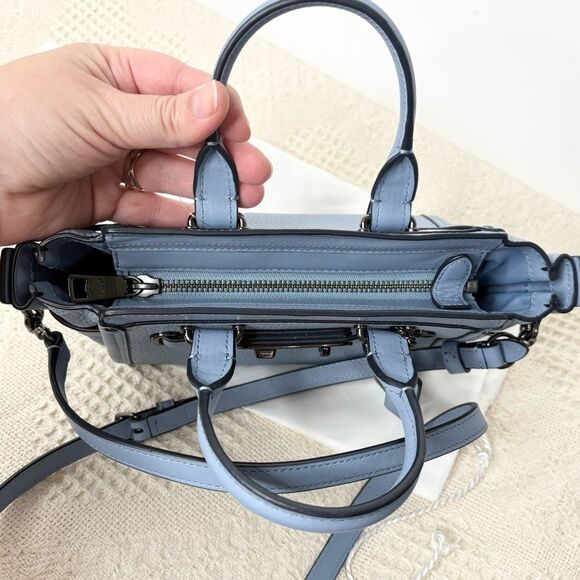 Coach Swagger 20 Pebble Leather Satchel 36235 Cornflower Blue Crossbody Bag - Picture 10 of 11